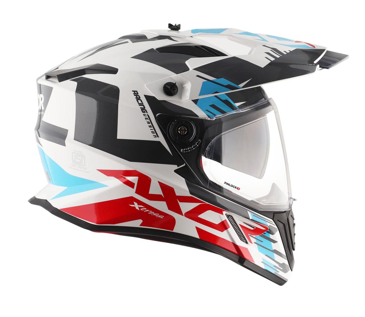 Шлем AXOR X CROSS X1 DUAL VISOR, цвет белый, красный, синий, чёрный - фото 3 - id-p225768109