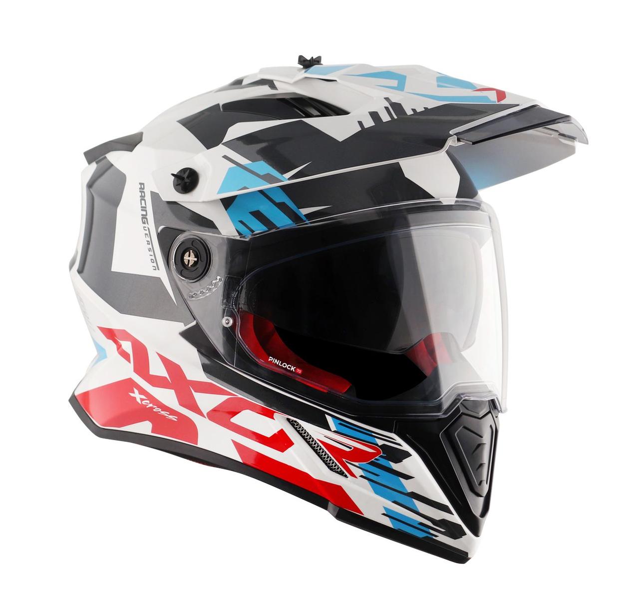 Шлем AXOR X CROSS X1 DUAL VISOR, цвет белый, красный, синий, чёрный - фото 4 - id-p225768109