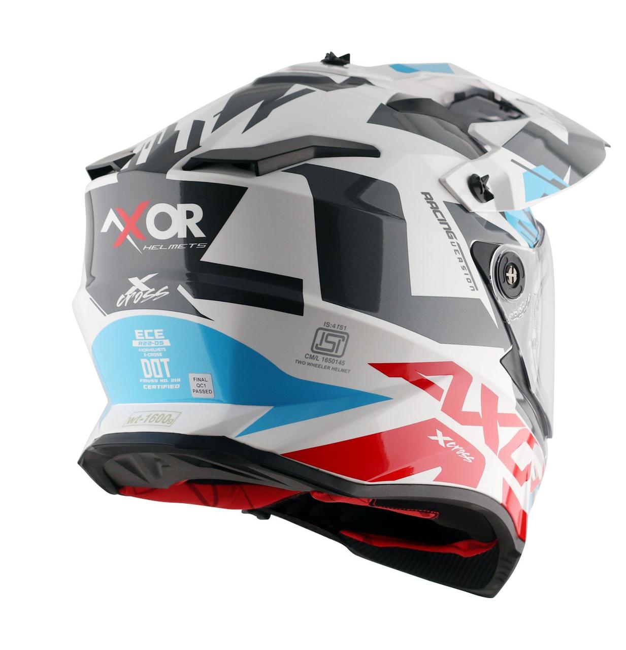 Шлем AXOR X CROSS X1 DUAL VISOR, цвет белый, красный, синий, чёрный - фото 5 - id-p225768109