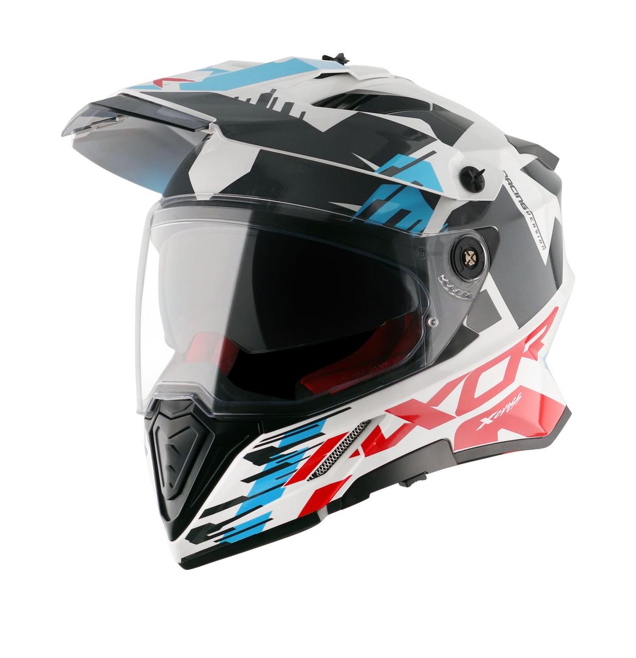 Шлем AXOR X CROSS X1 DUAL VISOR, цвет белый, красный, синий, чёрный - фото 6 - id-p225768109