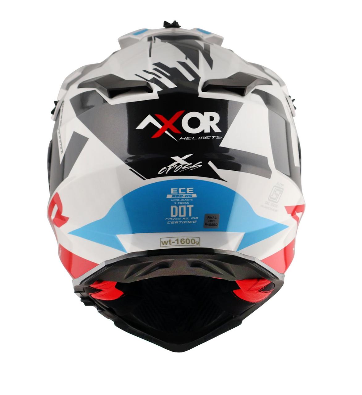 Шлем AXOR X CROSS X1 DUAL VISOR, цвет белый, красный, синий, чёрный - фото 7 - id-p225768109