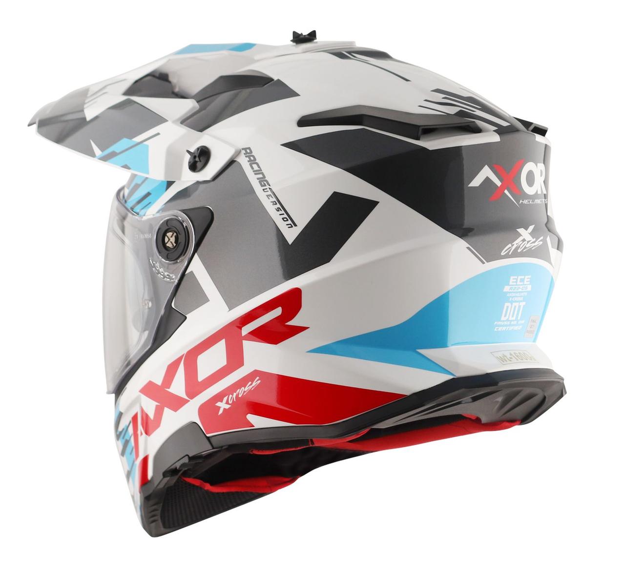 Шлем AXOR X CROSS X1 DUAL VISOR, цвет белый, красный, синий, чёрный - фото 8 - id-p225768109