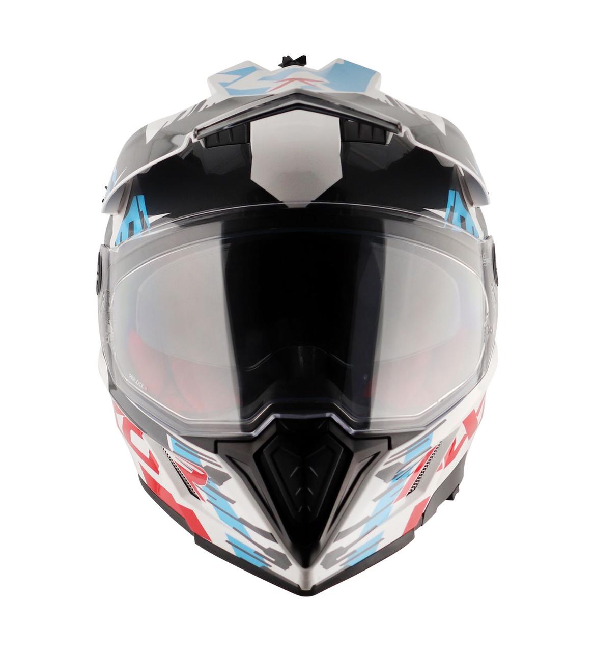 Шлем AXOR X CROSS X1 DUAL VISOR, цвет белый, красный, синий, чёрный - фото 9 - id-p225768109