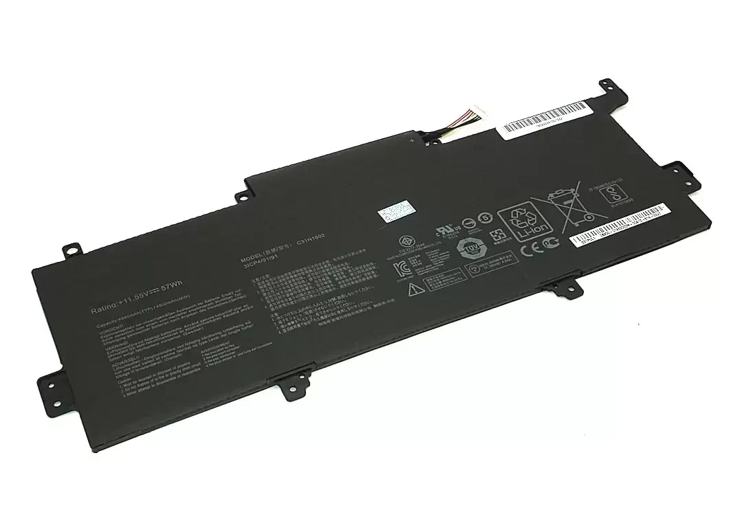Аккумулятор (батарея) C31N1602 для ноутбука Asus ZenBook UX330UA, 11.55В, 57Втч, 4900мАч, Li-ion, черный - фото 1 - id-p225768170