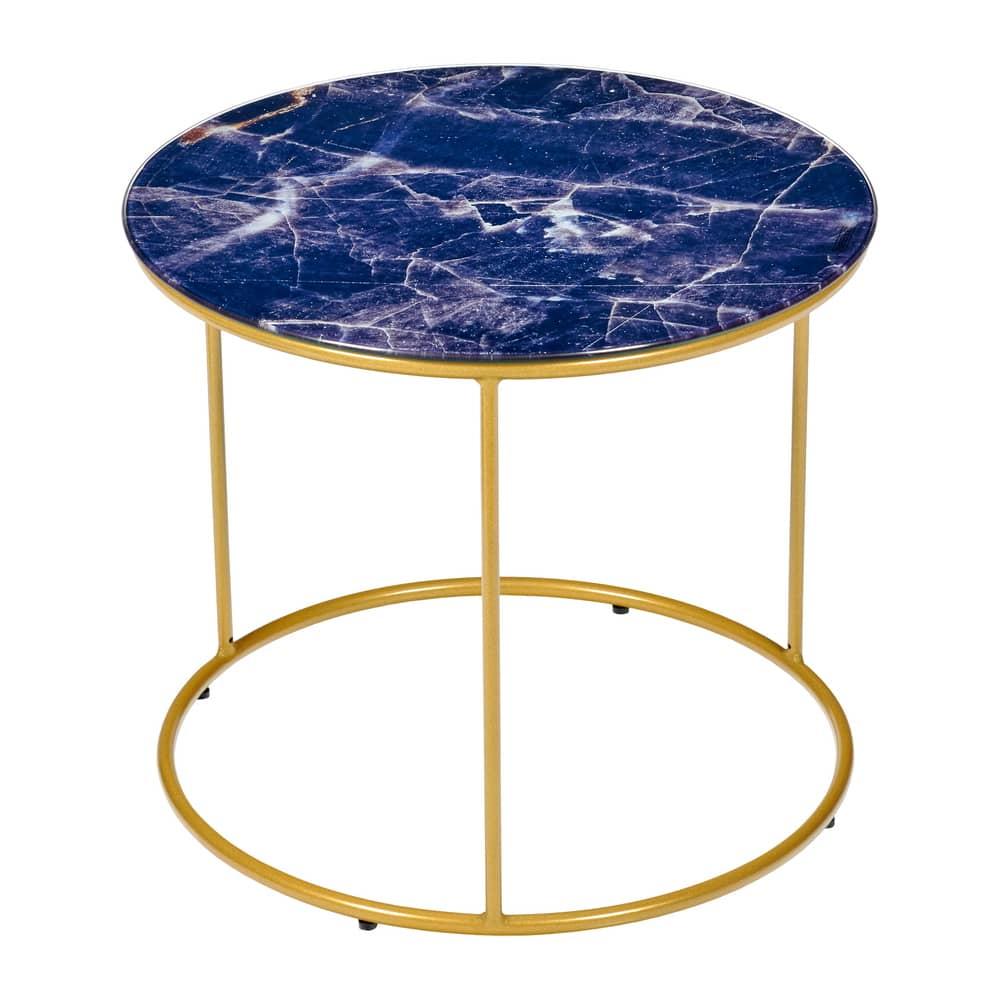 Набор кофейных столиков Tango темно-синий с ножками матовое золото, 2шт - фото 3 - id-p170522871