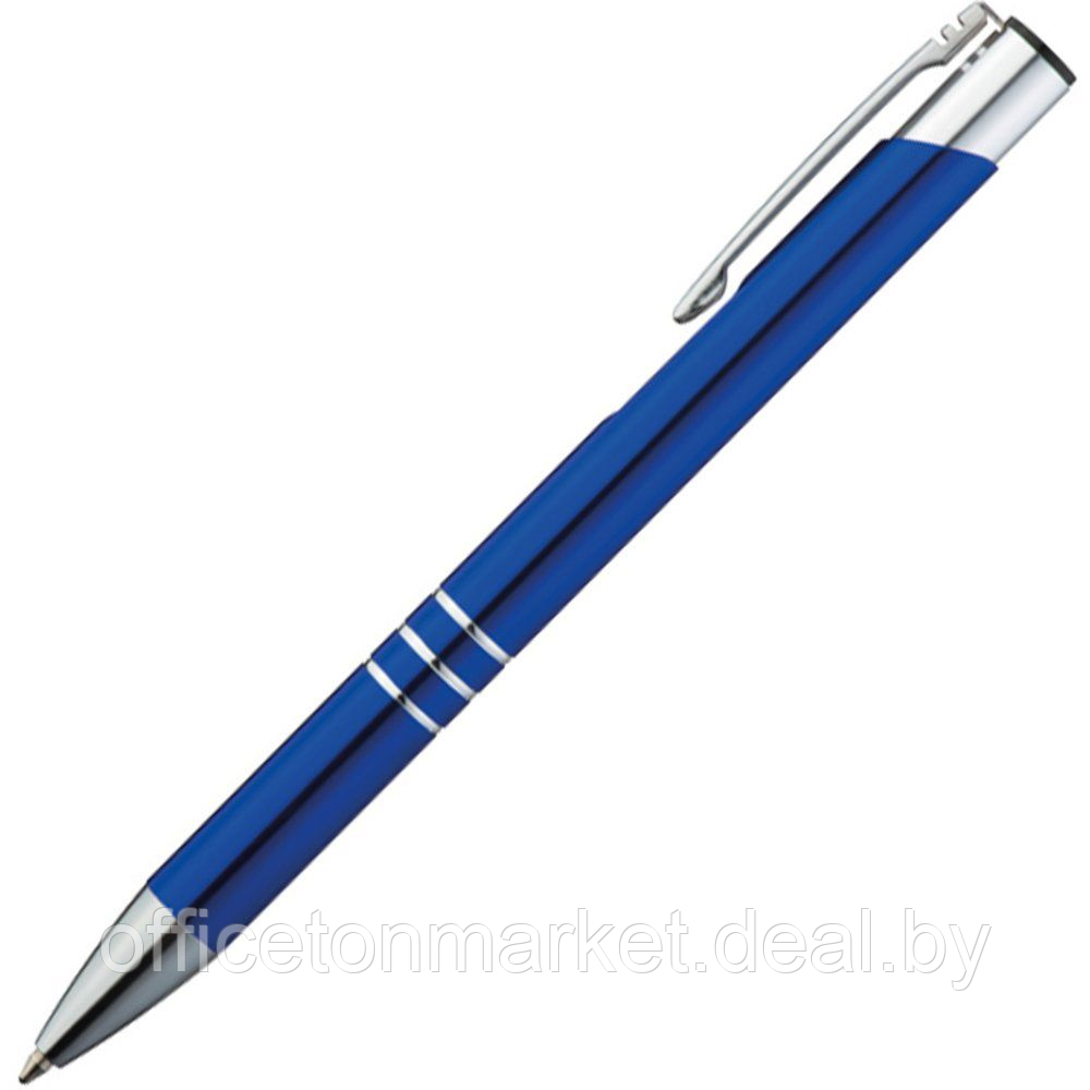 Ручка шариковая автоматическая "Ascot", 0.7 мм, синий, серебристый, стерж. синий - фото 1 - id-p184801398
