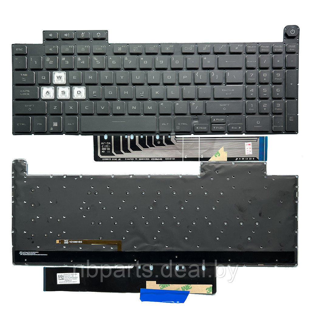 Клавиатура для ноутбука ASUS TUF Gaming F15 FX507 чёрная, с подсветкой, RU - фото 1 - id-p209906091