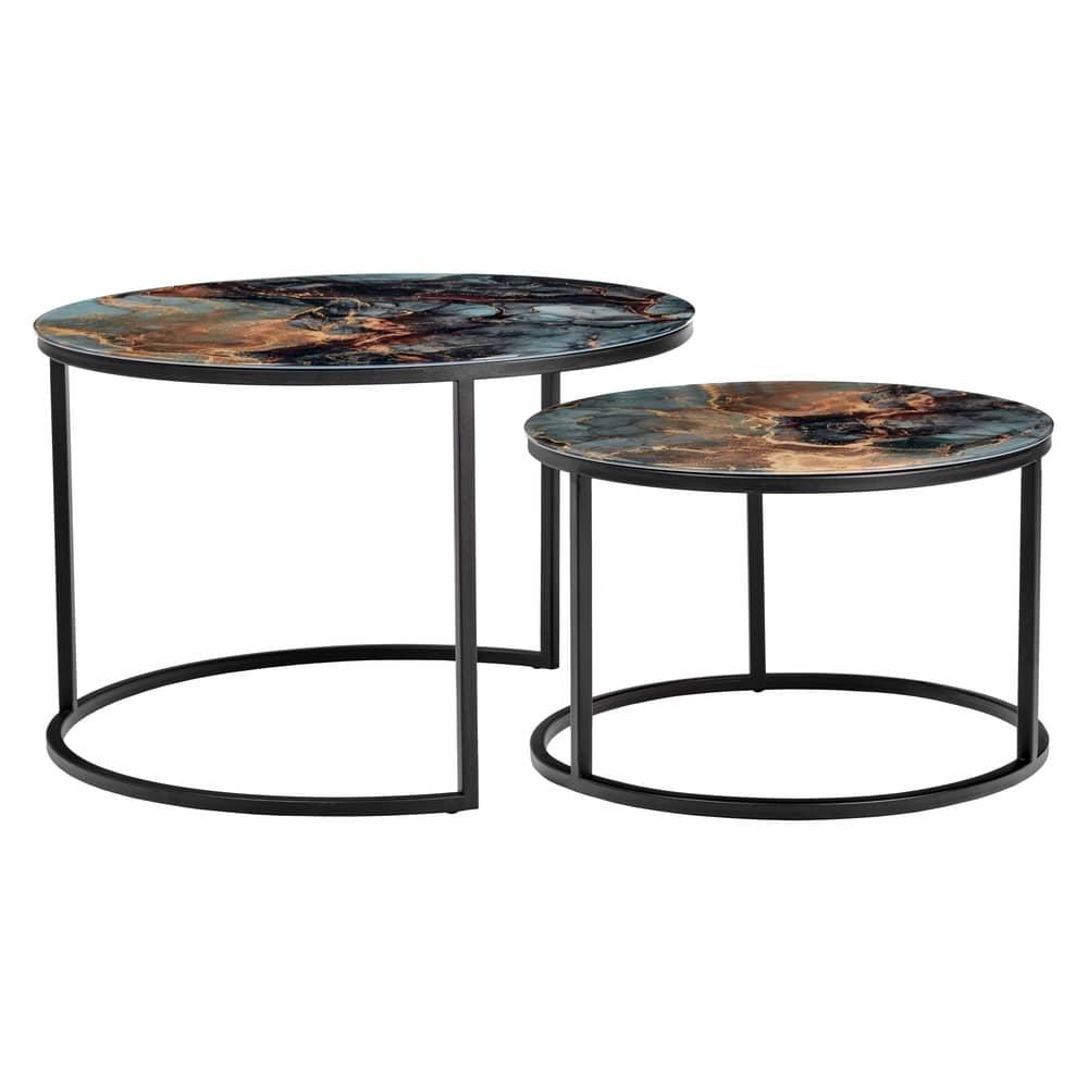 Набор кофейных столиков Tango космический с чёрными ножками, 2шт - фото 3 - id-p188672680