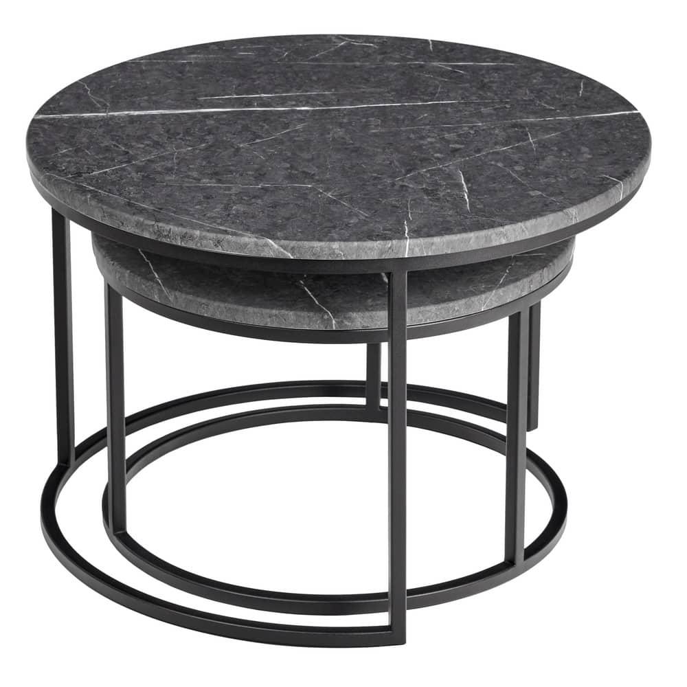Набор кофейных столиков Tango серый мрамор с чёрными ножками, 2шт - фото 3 - id-p188672681