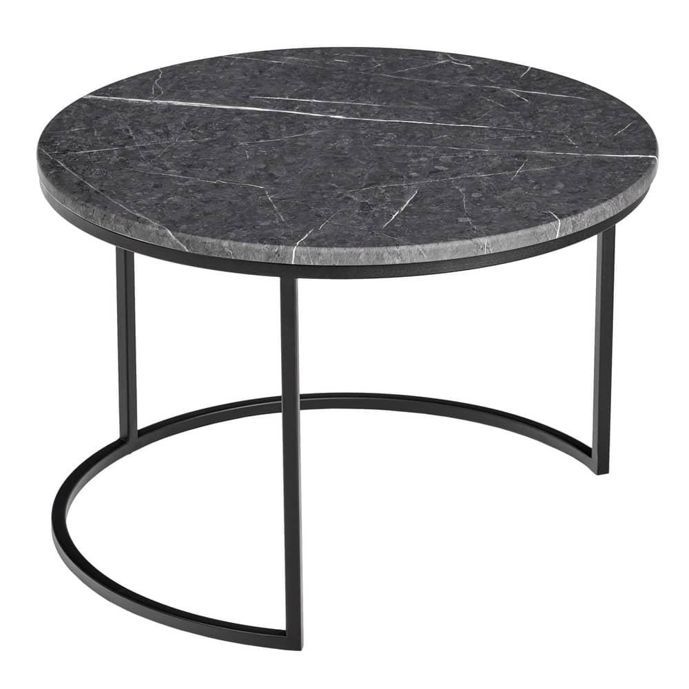 Набор кофейных столиков Tango серый мрамор с чёрными ножками, 2шт - фото 4 - id-p188672681