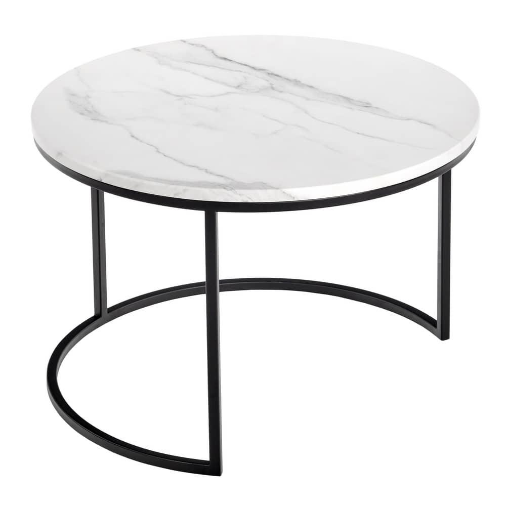 Набор кофейных столиков Tango белый мрамор с чёрными ножками, 2шт - фото 4 - id-p188672682