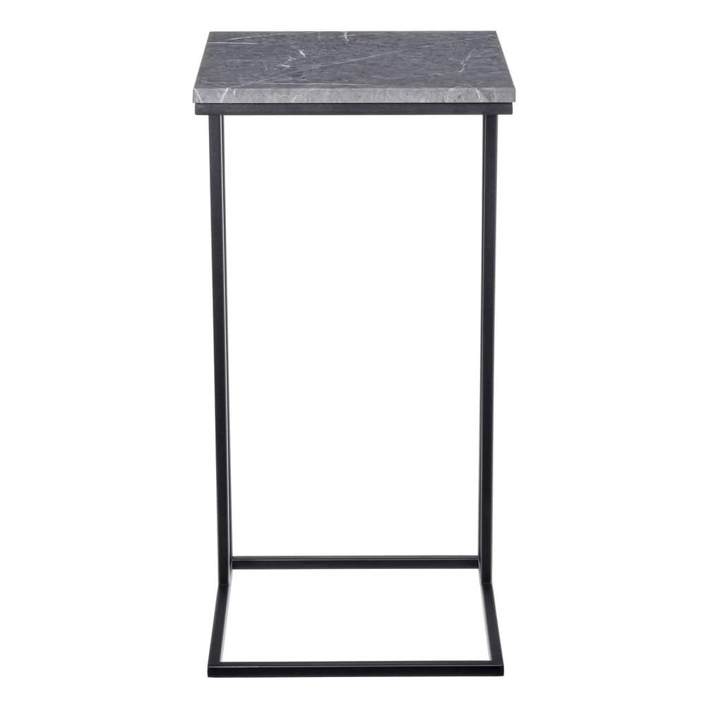 Придиванный столик Loft 35x35см, серый мрамор с чёрными ножками - фото 2 - id-p189683128