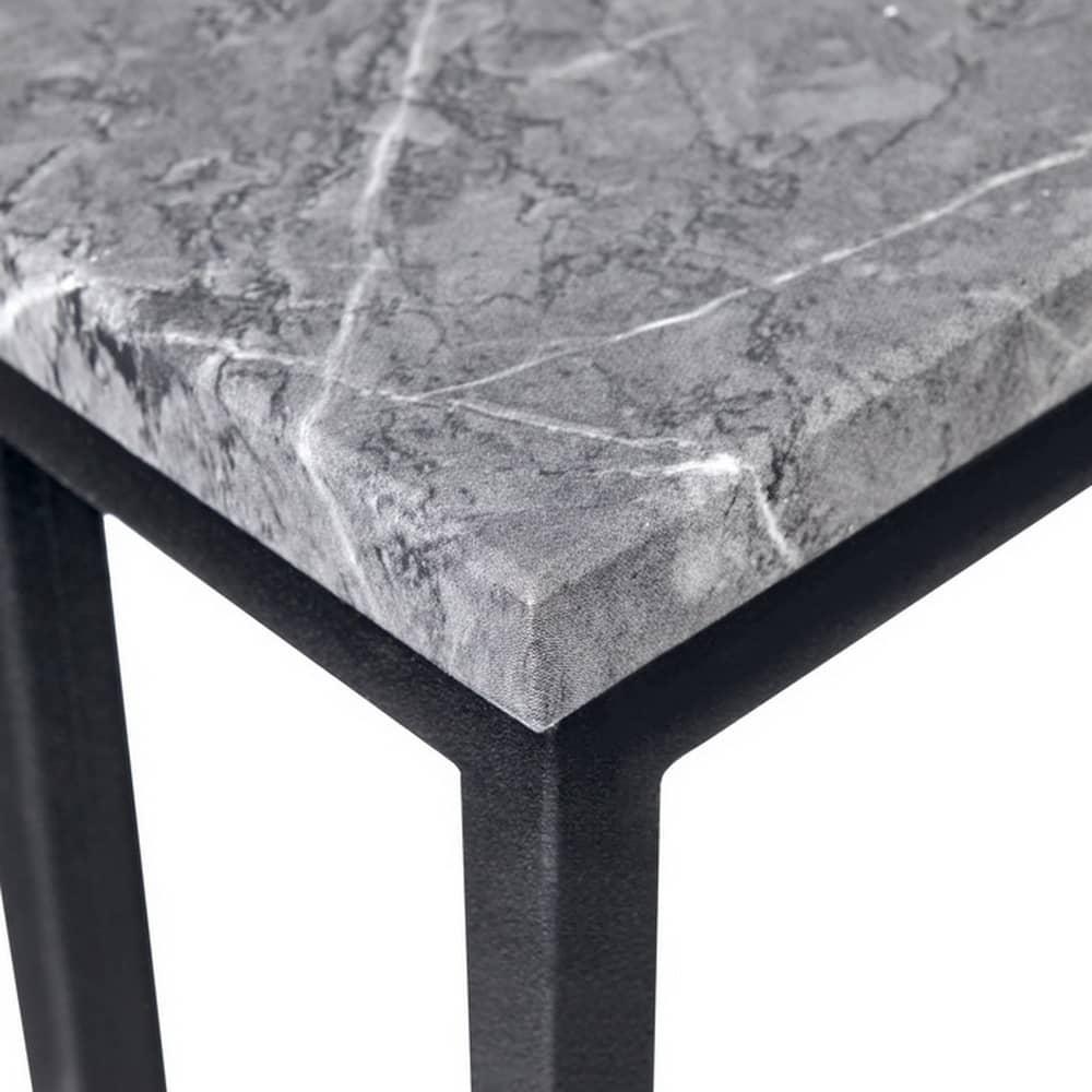 Придиванный столик Loft 35x35см, серый мрамор с чёрными ножками - фото 5 - id-p189683128