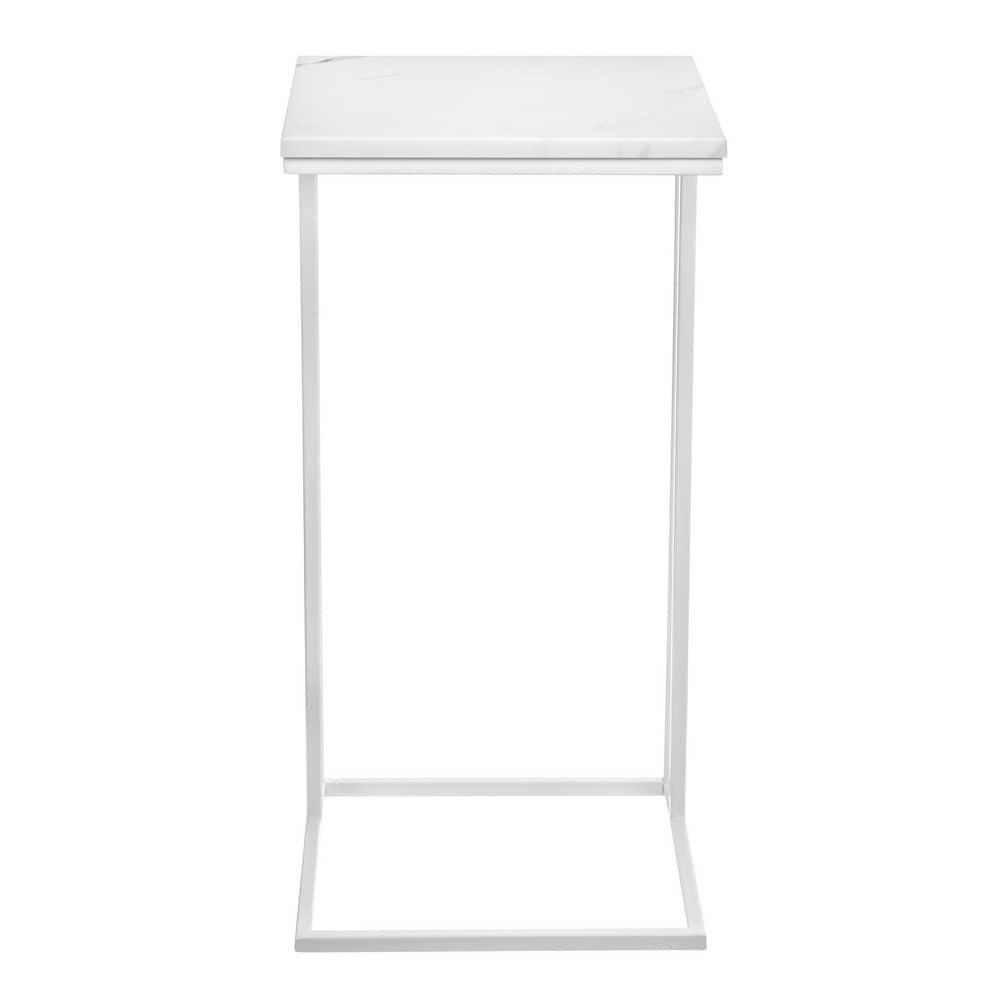 Придиванный столик Loft 35x35см, белый мрамор с белыми ножками - фото 2 - id-p189683129