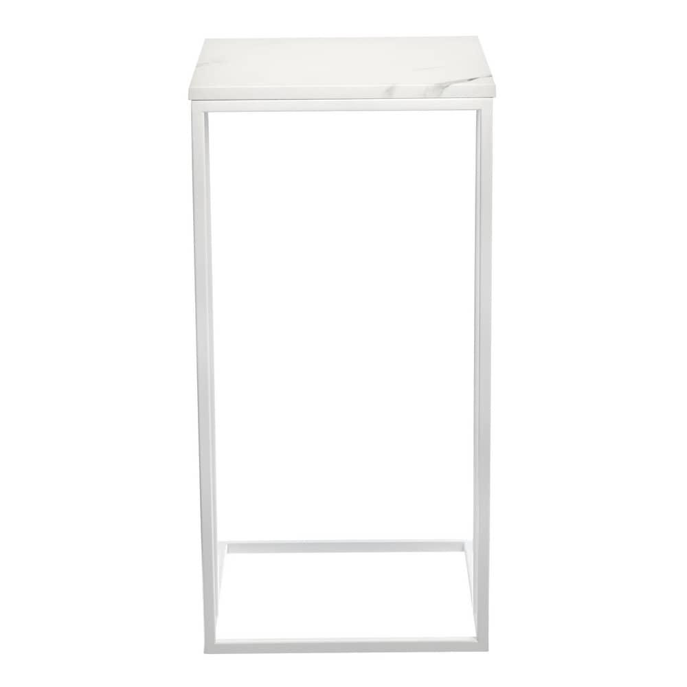 Придиванный столик Loft 35x35см, белый мрамор с белыми ножками - фото 4 - id-p189683129