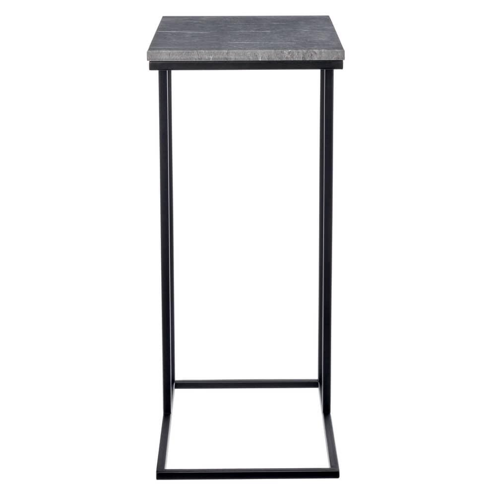 Придиванный столик Loft 50x30см, серый мрамор с чёрными ножками - фото 2 - id-p189683130