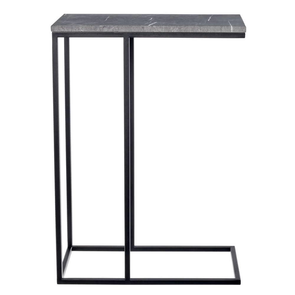 Придиванный столик Loft 50x30см, серый мрамор с чёрными ножками - фото 3 - id-p189683130