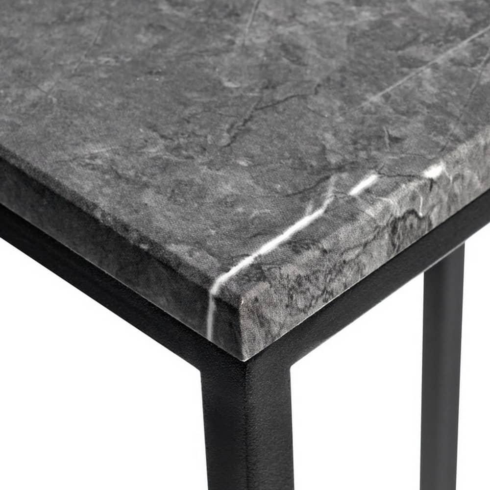 Придиванный столик Loft 50x30см, серый мрамор с чёрными ножками - фото 5 - id-p189683130