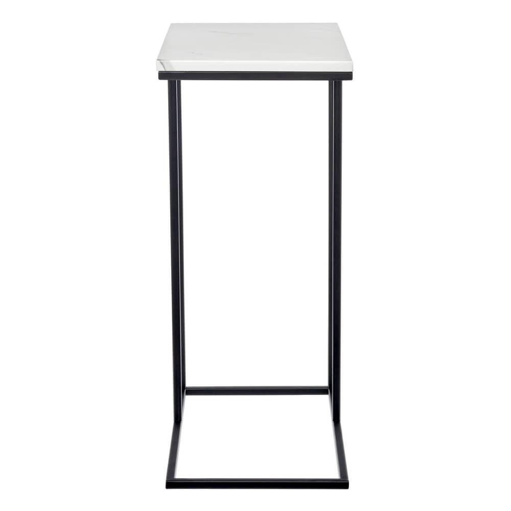 Придиванный столик Loft 50x30см, белый мрамор с черными ножками - фото 2 - id-p189683131