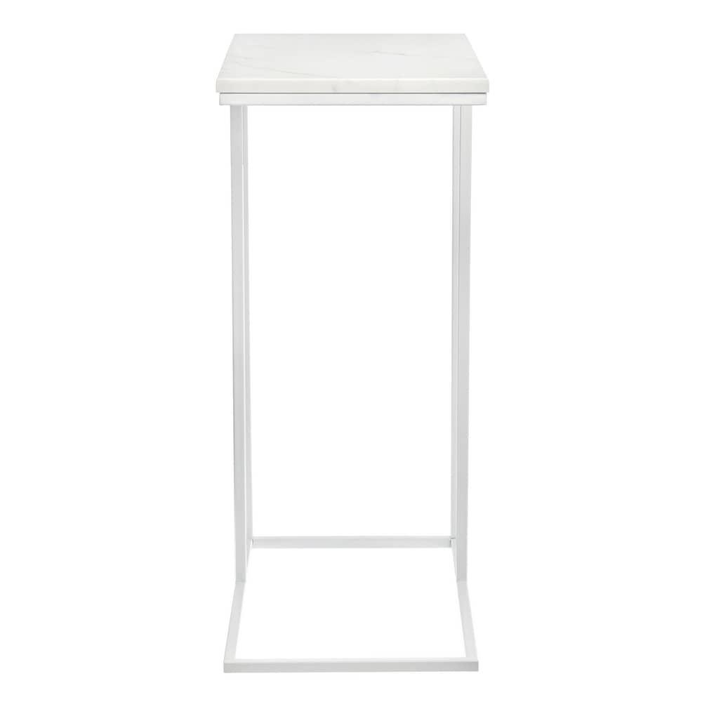 Придиванный столик Loft 50x30см, белый мрамор с белыми ножками - фото 2 - id-p189683132