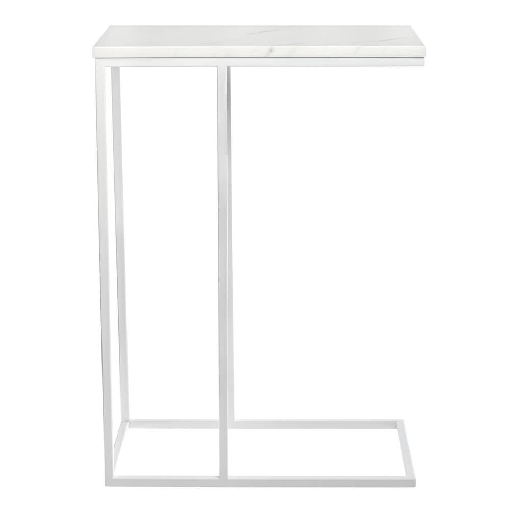 Придиванный столик Loft 50x30см, белый мрамор с белыми ножками - фото 3 - id-p189683132