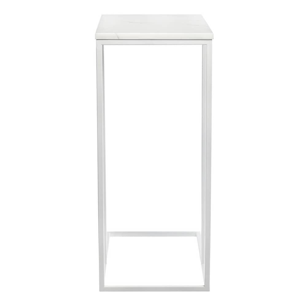 Придиванный столик Loft 50x30см, белый мрамор с белыми ножками - фото 4 - id-p189683132