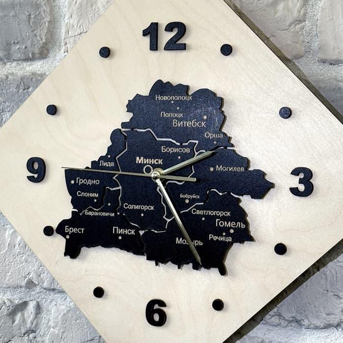 Деревянные часы «Беларусь» светлые - фото 2 - id-p225768516