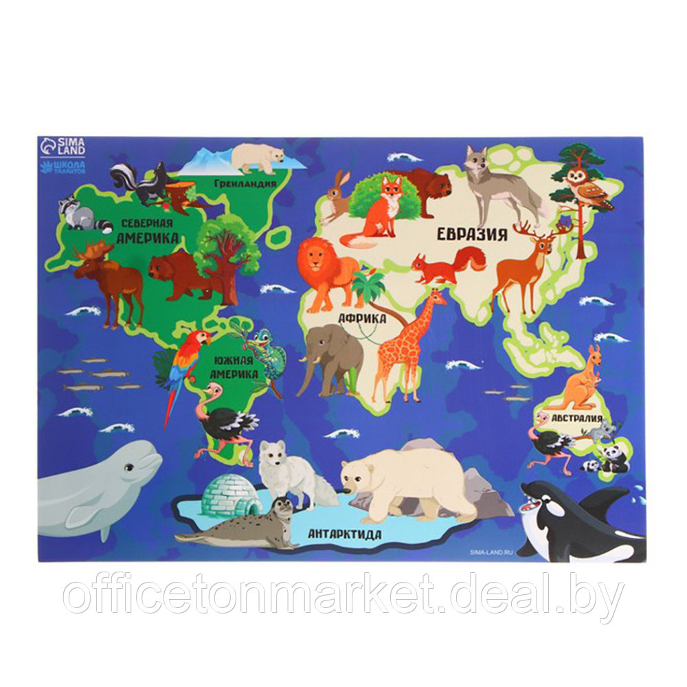 Настольное покрытие для лепки "Карта мира", разноцветный - фото 1 - id-p225775737