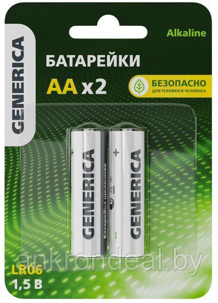 Батарейка щелочная Alkaline LR06/AA (2шт/блистер) GENERICA - фото 1 - id-p225783572
