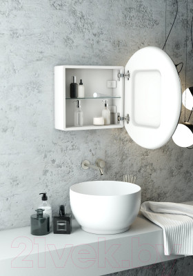Шкаф с зеркалом для ванной Континент Torneo White Led D 600 - фото 8 - id-p225786260