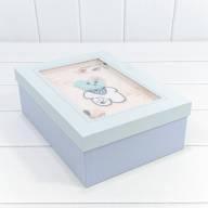 Коробка прямоугольная "Мишка" 29*21*9,5 см. Голубой