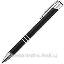 Ручка шариковая автоматическая "Ascot", 0.7 мм, черный, серебристый, стерж. синий
