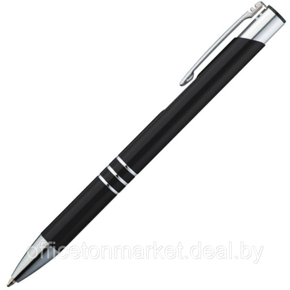 Ручка шариковая автоматическая "Ascot", 0.7 мм, черный, серебристый, стерж. синий - фото 1 - id-p137124803