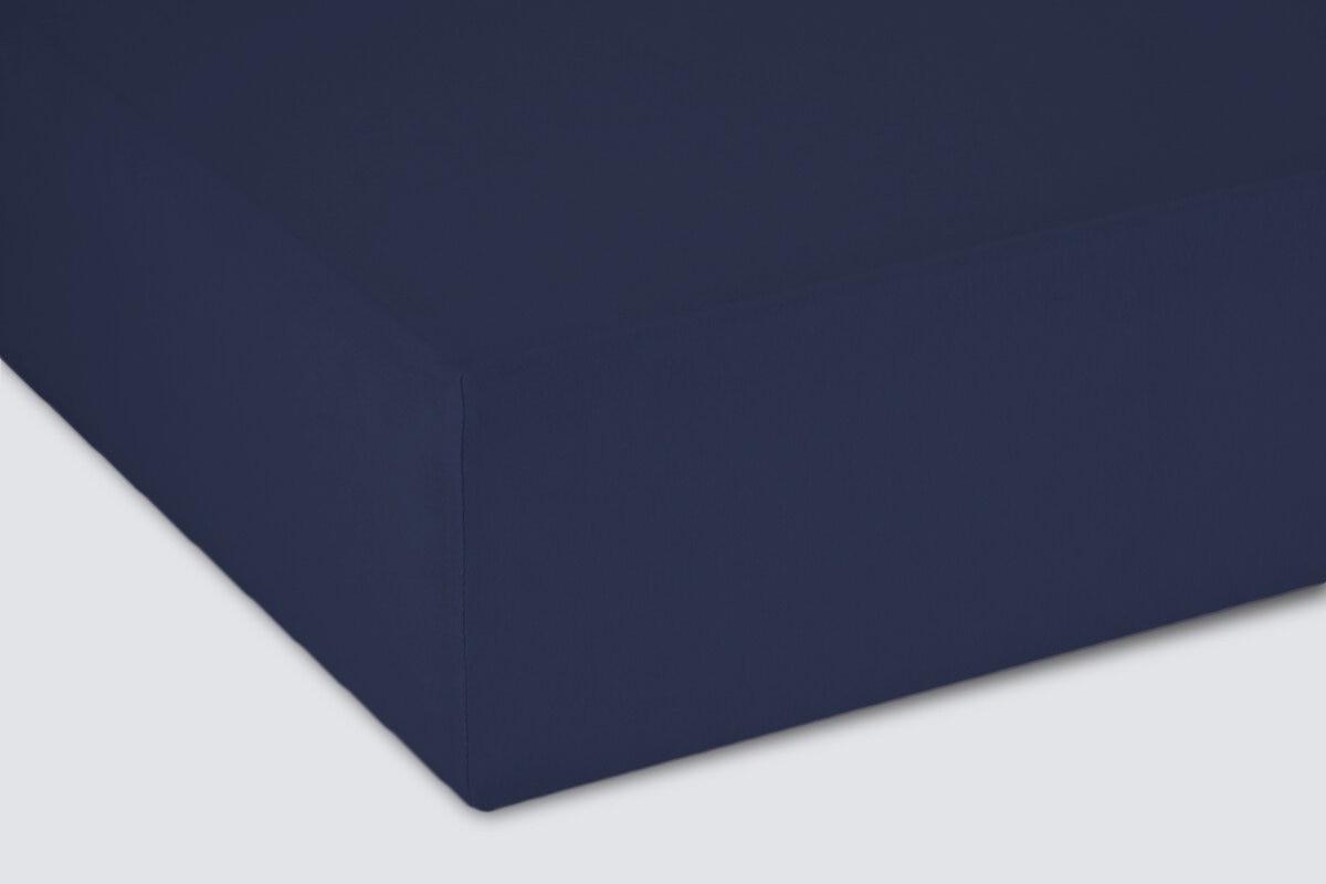 Простыня трикотажная на резинке 180*200*20 темно-синяя ECOTEX