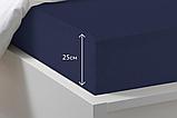 Простыня трикотажная на резинке 180*200*20 темно-синяя ECOTEX, фото 3