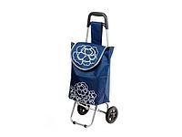 Сумка-тележка хозяйственная на колесах 20 кг, синяя, цветок PERFECTO LINEA 42-661010