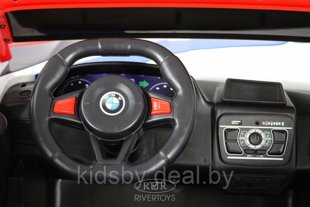 Детский электромобиль RiverToys K007AM (черный) BMW Полноприводный Двухместный - фото 4 - id-p225793077