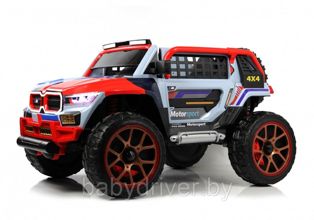 Детский электромобиль RiverToys K007AM (синий) BMW Полноприводный Двухместный