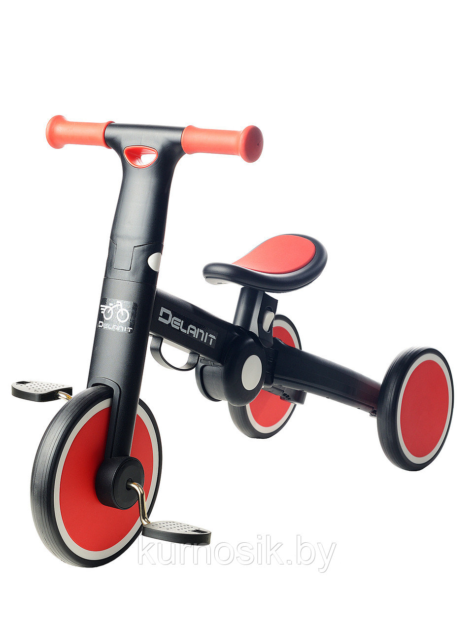 Велосипед-беговел детский 2 в 1 складной DELANIT T801 красный - фото 1 - id-p144348802