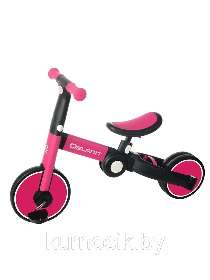 Велосипед беговел детский 2 в 1 складной DELANIT T801 розовый - фото 4 - id-p225796286