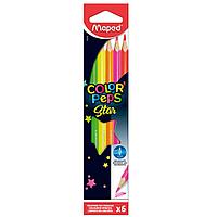 Цветные карандаши флуоресцентные Maped "Color'Peps Fluo", 6 цветов
