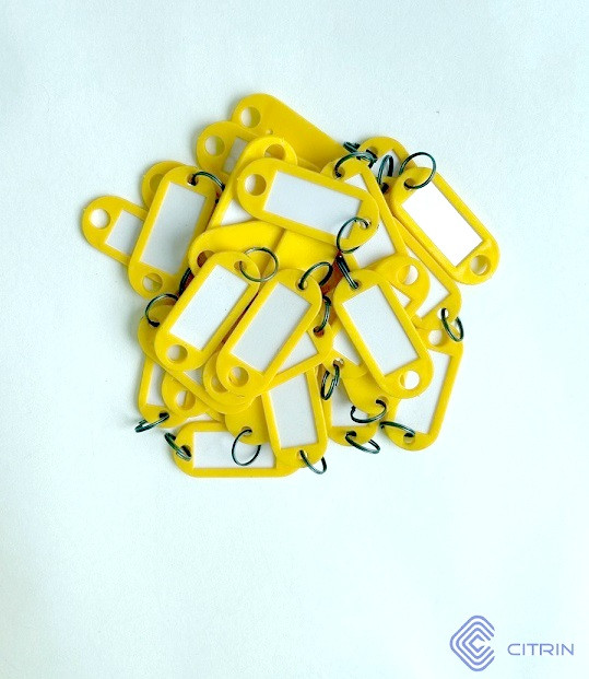 Пластиковая бирка для ключей (желтого цвета) - фото 1 - id-p185115296