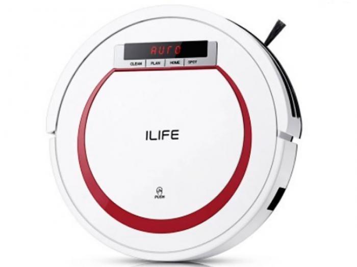 Автоматический беспроводной моющий мини робот-пылесос iLife V55 White-Red для уборки дома - фото 1 - id-p225768045