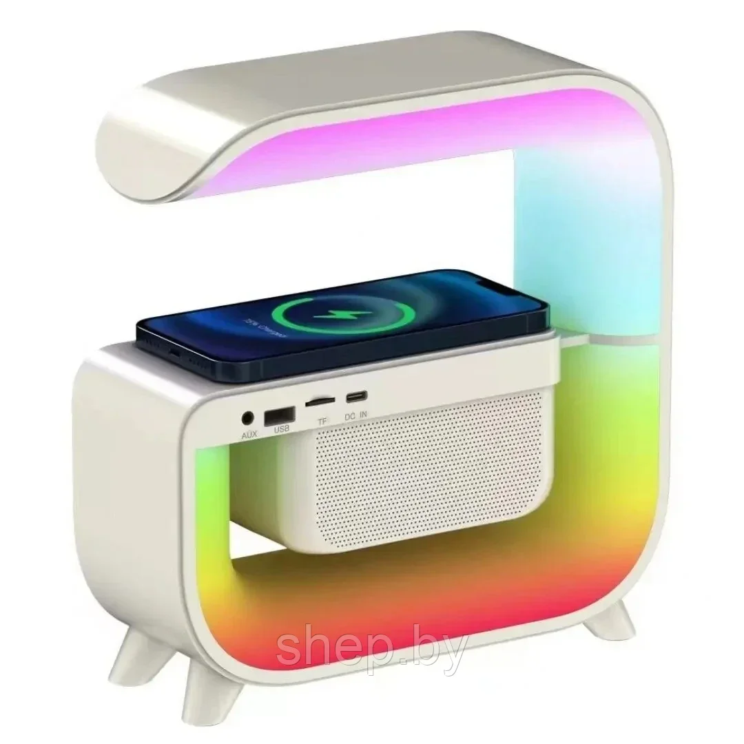 Портативная колонка-ночник с беспроводной зарядкой Led Wireless Charging Speaker G30 (LED- подсветка) - фото 3 - id-p225819280