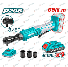 Трещотка (гайковерт) угловая аккумуляторная Li-Ion 20V, 65 Нм, 3/8'' квадрат TOTAL TDRLI206015