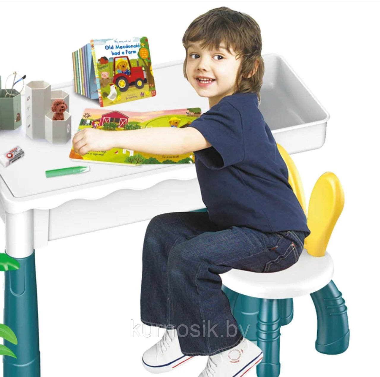 Детский стол и стул с конструктором 148 деталей - фото 3 - id-p225819613
