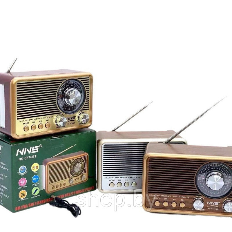 Ретро Радиоприемник NNS NS-6676BT Bluetooth FM/AM/SW USB MicroSD - фото 1 - id-p225819672