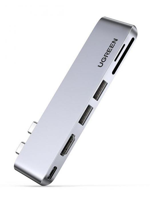 Хаб USB Ugreen для MacBook 2xUSB Type-C - 2xUSB/HDMI/SD/TF 80856 - фото 1 - id-p225367170