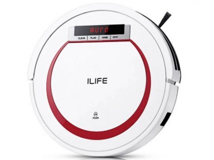 Автоматический беспроводной моющий мини робот-пылесос iLife V55 White-Red для уборки дома - фото 1 - id-p225768946