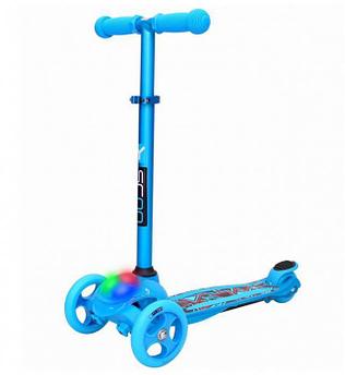 Детский трехколесный самокат scooter Y-Scoo RT Trio Diamond 120 Kaleidoscope голубой для детей